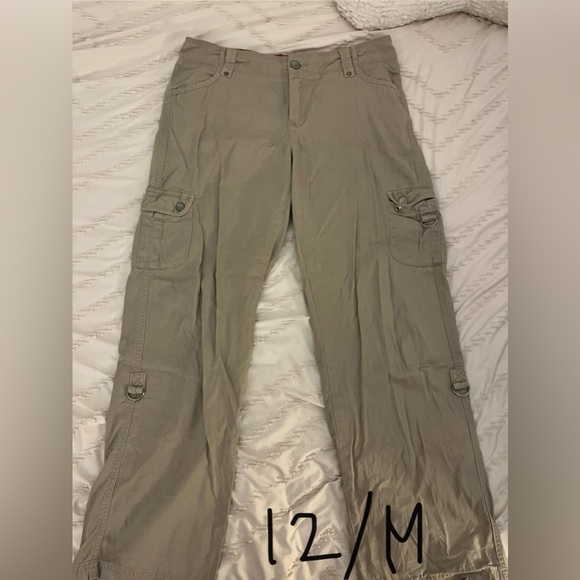 Dark wash jeans, distressed jeans, kaki cargos, deep brown pants. $12 each. - Picture 3 of 4